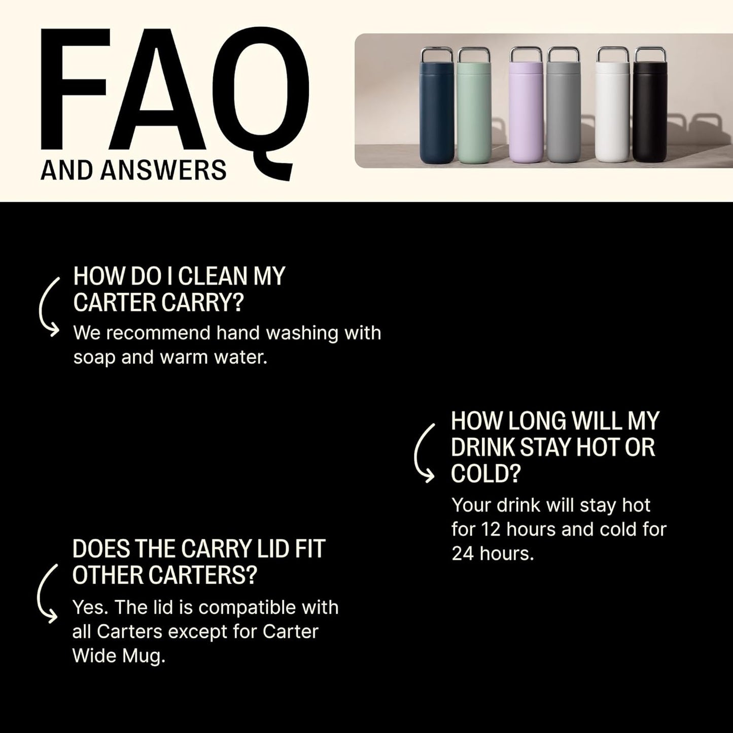 Fellow 16 oz Carter Move Travel Mug - Vacuum-Insulated Stainless Steel Travel Coffee Mug - Coffee Tumbler with Ceramic Interior and Splash Guard - Matte Black