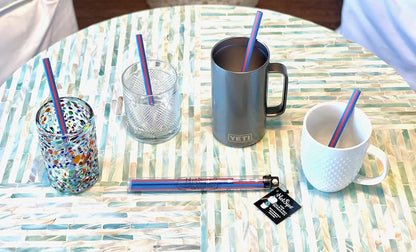 Reusable Drinking Straws + Case – Fits 8–20 oz Cups/Tumblers – Soft, BPA-Free, Food Grade, Oval (Less Pucker) – DW | MW Safe – Hot/Cold Coffee/Tea/Water/More - Made in USA, 2 Small & 2 Medium
