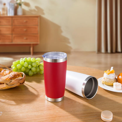 20 oz Tumblers Bulk Stainless Steel Tumbler with Lid Double Wall Vacuum Insulated Coffee Mug 20oz Powder Coated Cup for Hot and Cold Drinks, Stainless, 6 pack
