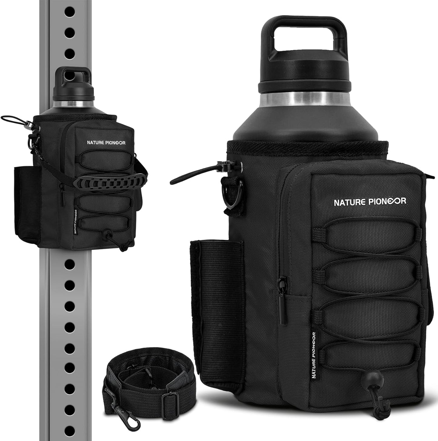 NATURE PIONEOR Magnetic Gym Bag for Men and Women - Magnet Water Bottle Holder Sling Carrier with Crossbody Shoulder Strap,Gym Accessories Pouch,Phone Pockets for Sports,Walking,Travel,Workout