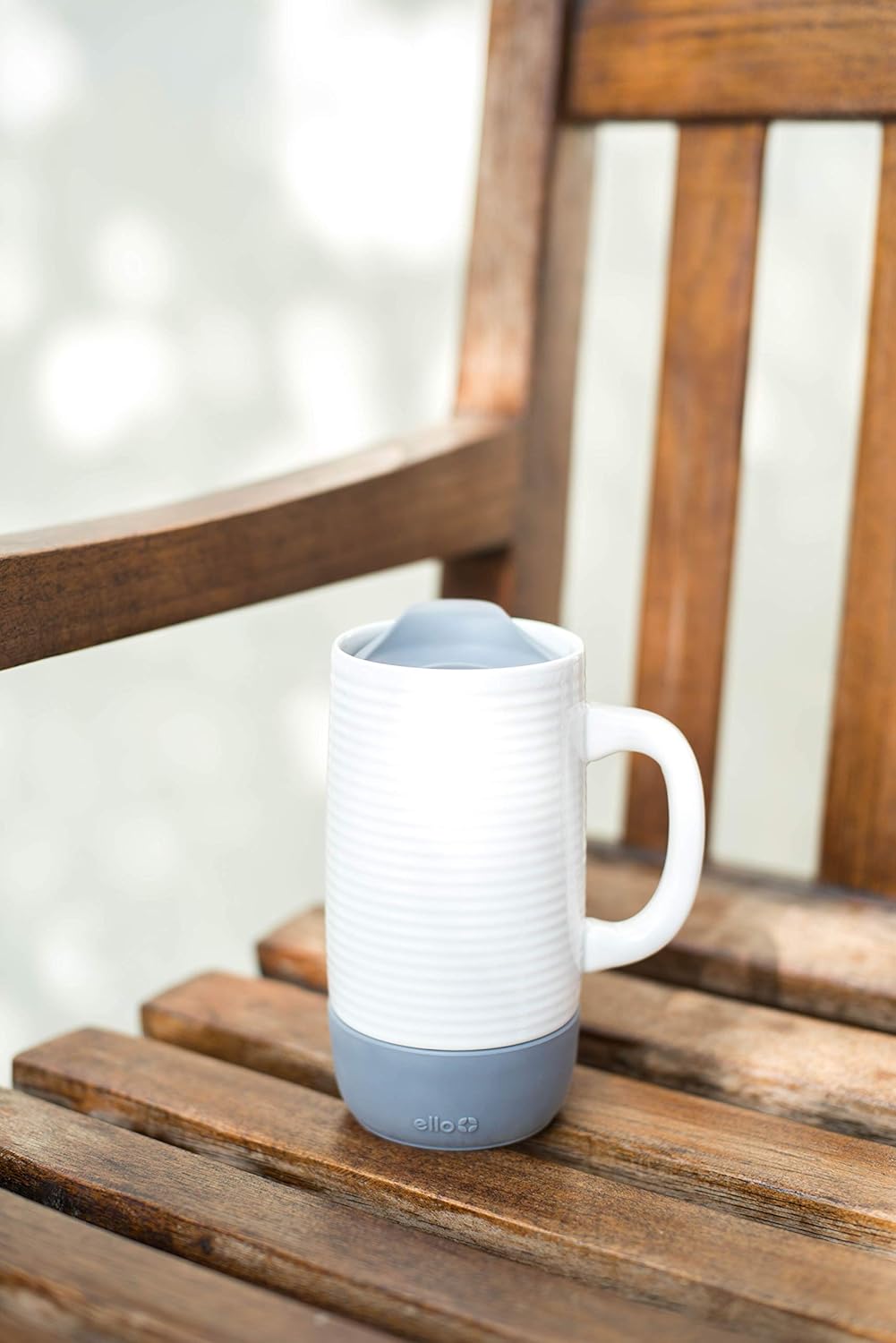 Ello Jane 18oz Ceramic Travel Mug with Handle, Splash-Resistant Slider Lid and Built-in Coaster, Perfect for Coffee and Tea, BPA Free, Dishwasher Safe, Gift for Him Her Mother's Day Birthday, Sandbar