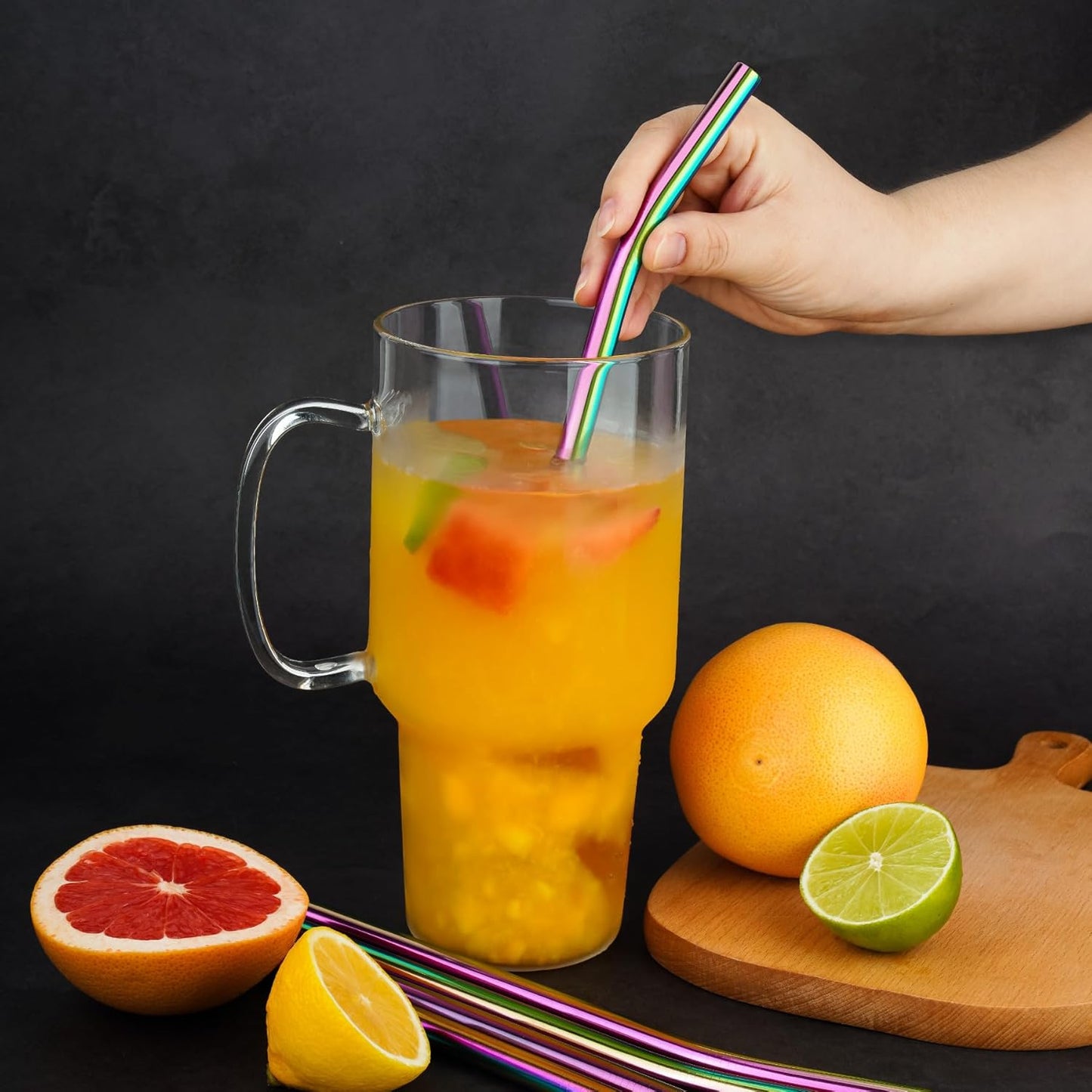 Tomorotec 8-Pack Stainless Steel Straws Fit for 40oz Stanley Tumblers, 12" Metal Straws Fit for Stanley Cup with 1 Brush, Reusable Drinking Straws for Smoothies, Milkshakes, Dishwasher Safe & BPA-Free