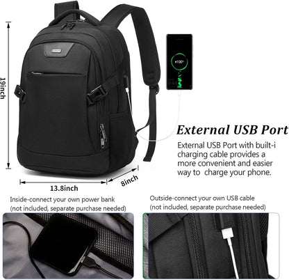DUSLANG 17 Inch Laptop Backpack for Travel Water Resistant College Backpack for Men/Women Laptop Bag with USB Charging Port,Black - Colors A