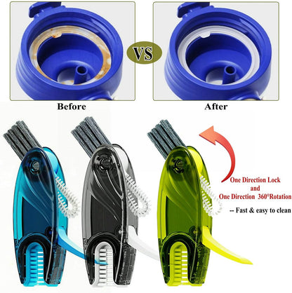 4 in 1 Multifunctional Cup Lid Cleaning Brush Set, 1pc Bright Blue, Plastic