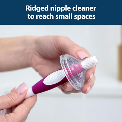 Dr. Brown's Soft Touch No Scratch Baby Bottle Cleaning Brush Nipple Cleaner with Stand and Storage Clip, BPA Free, Blue 1-Pack