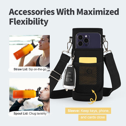 WixByti 40 oz Insulated Water Bottle with Straw (Cold for 36 Hrs), Stainless Steel Triple Wall Vacuum Sports Water Jug, Leakproof Hydro Cup Flask with Paracord Handle & Straw Spout Lids & DIY Stickers