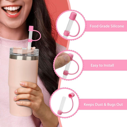 6 Straws with Cover Cap for Stanley 40oz Tumbler Replacement, Reusable Straw with Stopper Tips, Perfect for Stanley Cup with Handle H2.0, 14, 20, 30, 40oz Accessories