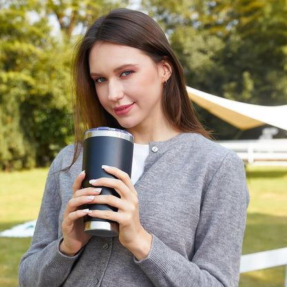 MEWAY 30oz Tumbler Double Wall Vacuum Insulated Travel Mug, Stainless Steel Tumbler with Lid, Durable Powder Coated Insulated Coffee Cup for Cold & Hot Drinks (Silver,1 PACK)