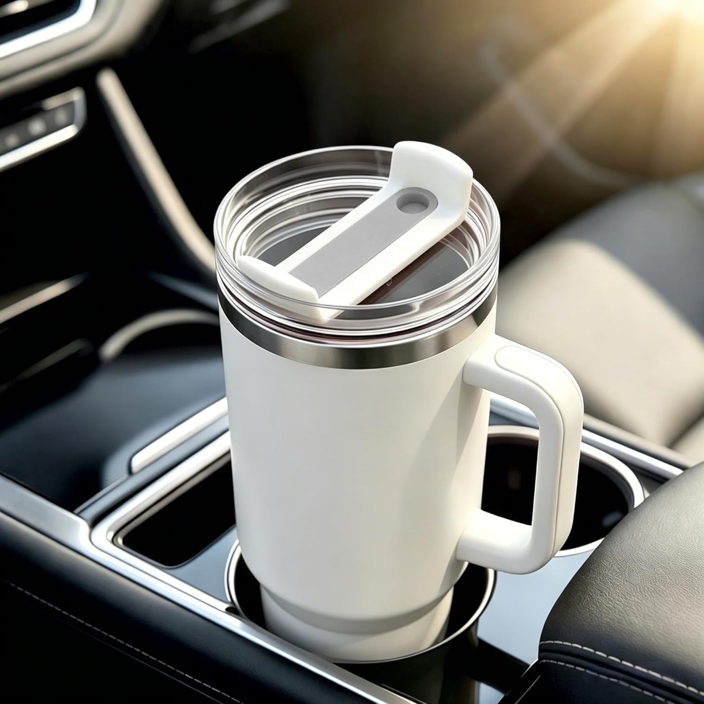 40 OZ Tumbler Lid Replacement Compatible for Stanley Quencher H2.0, 1 Pack BPA Free Clear Lid Replacement for Stanley Cup Accessories(Clear-White)
