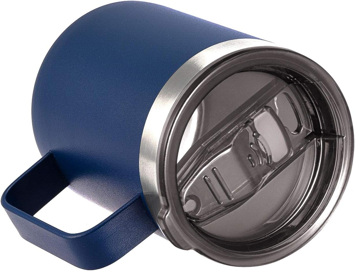 12oz Insulated Coffee Mug Cup with Handle, Stainless Steel Travel Coffee Mug with Flip Lid, Double Wall Vacuum Coffee Tumbler, Navy