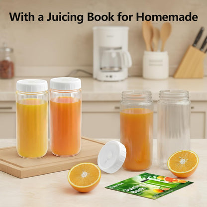 Ruckae 16oz 10 Pack Juice Bottles, Glass Bottles with Lids, Smoothie Cup Lids and Straws, Water Bottle Mason Jar Drinking Glasses for Juicing, Smoothies, Kombucha