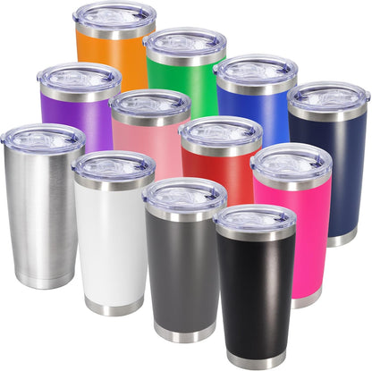 AIANJI 20oz Tumbler Bulk Stainless Steel Tumblers with Lid Vacuum Insulated Double Wall Travel Coffee Mug Powder Coated Tumbler Cup for Hot and Cold Drinks(Stainless Steel, 1 pack)