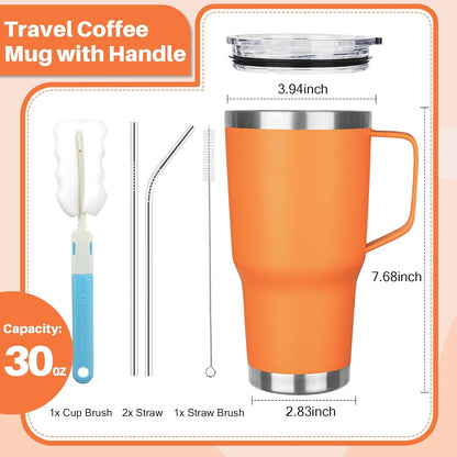 40 oz Tumbler with Handle, Insulated Tumbler with Lid and Straw, Reusable Stainless Steel Vacuum Insulated Cup, 100% Leak Proof Thermal Travel Coffee Mug Cup for Cold and Hot (Light Purple)