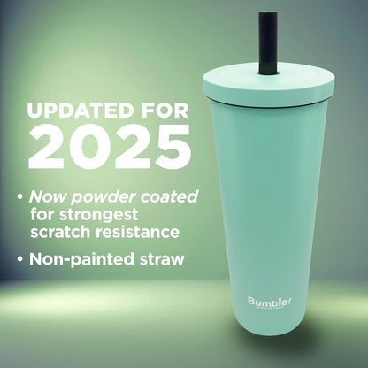 Bumbler Original Boba Tea Cup - 24oz Double-Walled Plastic Reusable Tumbler with Extra Wide Straw & Leak-Proof Lid - BPA-Free Smoothie & Iced Coffee Travel Mug - Blush Pink