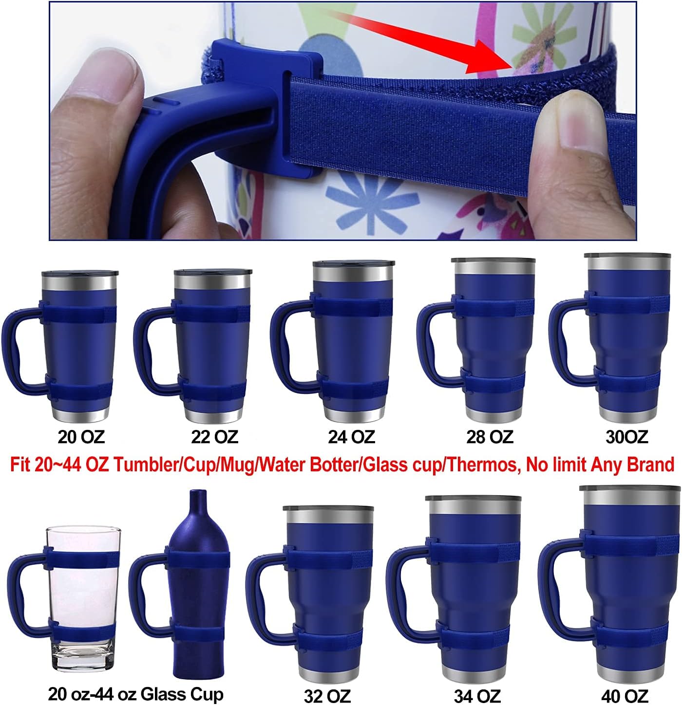 20 Oz 30 Oz 40 Oz Tumbler Handle Adjustable Fit for YETI, RTIC, Ozark Trail, Travel Mug Cup, SIC, Rambler, and All Brands Tumbler Cup