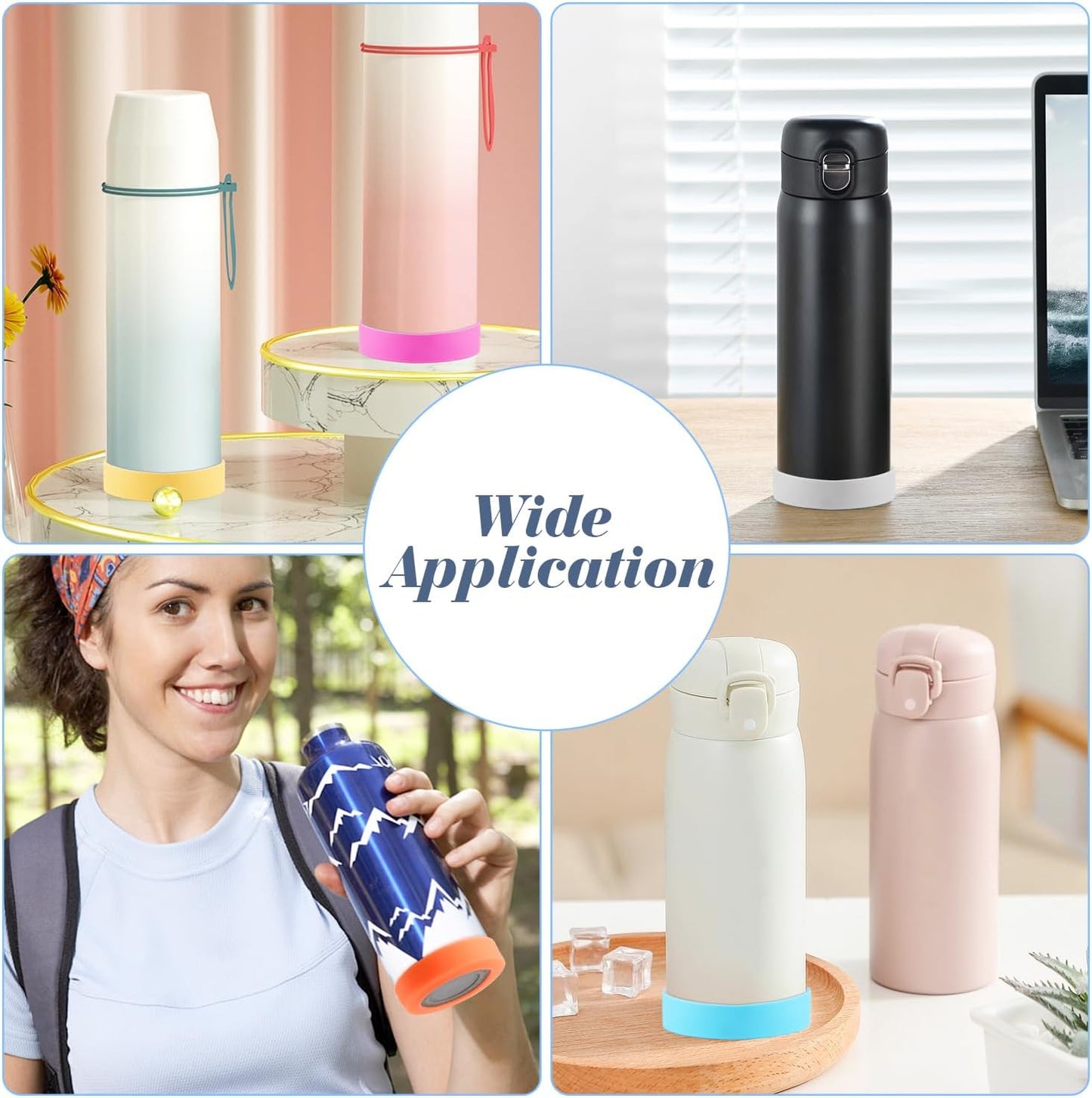 20 Pcs 70mm Protective Cup Mat Silicone Sleeve Water Bottle Protective Mat Heat Resistant Non Slip Mug Coasters for Mug Cup Bottle Accessories - Multicolor