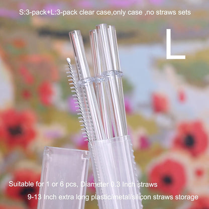 Dakoufish Plastic Straw Carrying Case,3Packs Reusable Collapsible Boxes for 9-13 Inch Straight Drinking Straws Storage Perfect for Travel, Gifts.
