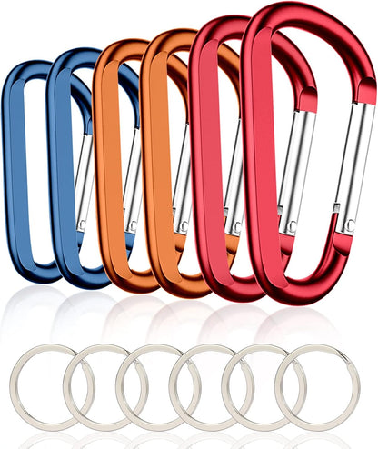 CampTek Carabiner Caribeaner Clip,3" Large Aluminum D Ring Shape Carabeaner with Keyring Keychain Hook