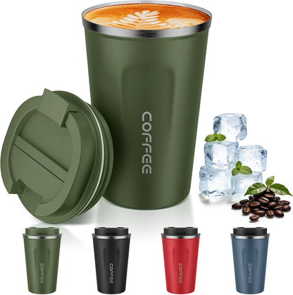 MOMSIV 12oz Travel Mug, Insulated Coffee Cup with Leakproof Lid, Travel Coffee Mug Vacuum Stainless Steel Double Walled Reusable Coffee Cup for Hot and Cold Water Coffee