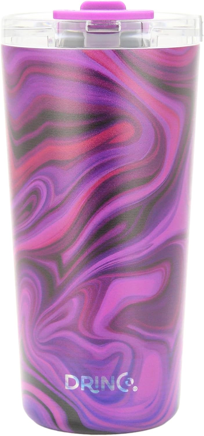 Drinco - 20 oz Stainless Steel Tumbler | Double Walled Vacuum Insulated Mug With Lid, 2 Straws, For Hot & Cold Drinks (20oz Dragonfly)