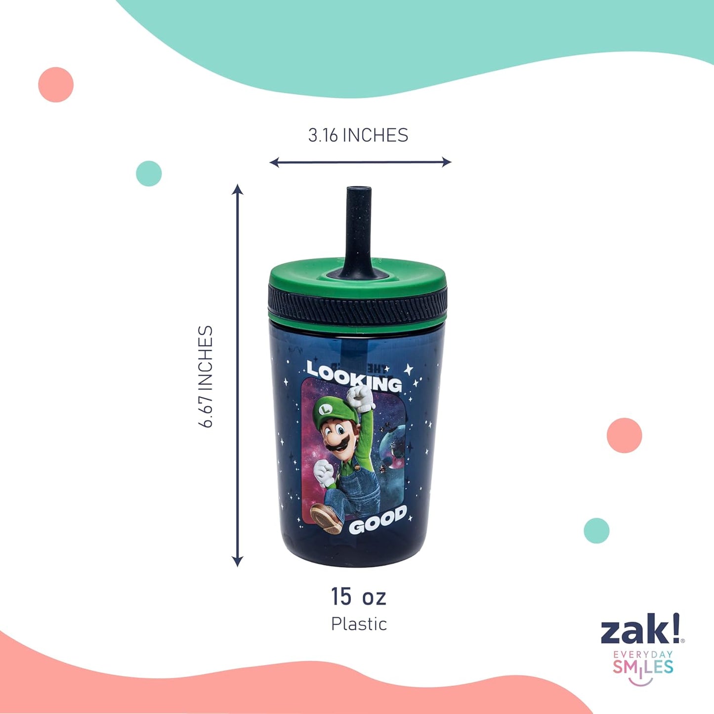Zak Designs 15oz Bluey Kelso Tumbler Set, Leak-Proof Screw-On Lid with Straw Made of Durable Plastic and Silicone, Perfect Bundle for Kids, 2 Count (Pack of 1) - Colors A