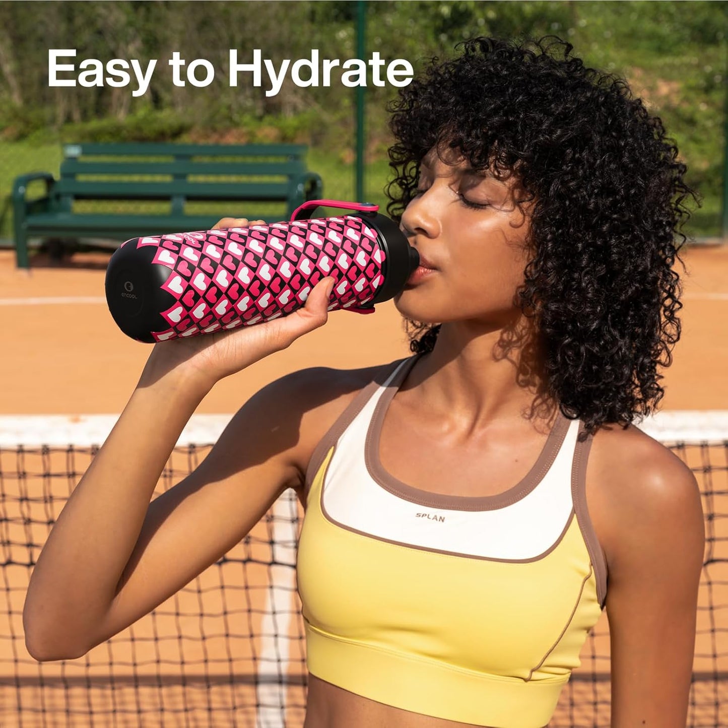 ENCOOL Insulated Water Bottle with Straw Stainless Steel Water Bottle, Leak-Proof, BPA-Free, Double Wall Vacuum Keeps Cold for 24 Hours for Sports, Travel, School (26 oz, Cotton Candy) - Colors A
