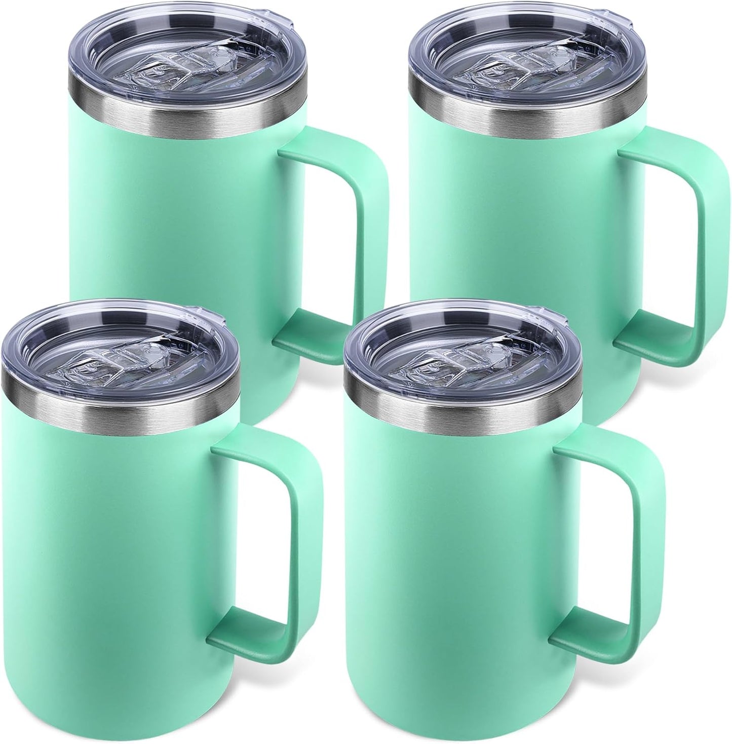 22oz Insulated Coffee Mug with Handle & Leak-Proof Lid - Double Wall Stainless Steel Travel Tumbler for Commute/Office/Home, Orange, 1 Pack