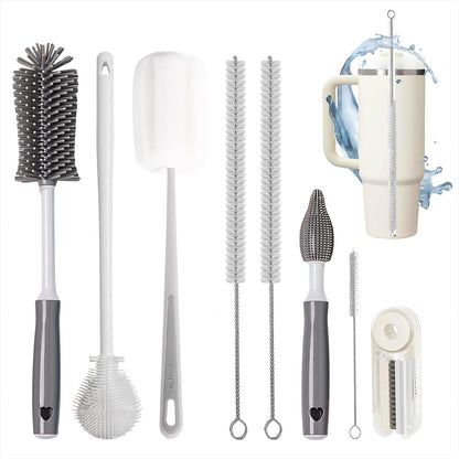 8Pcs Water Bottle Cleaner Brush Compatible with Stanley, Multipurpose Brush Cleaner Kit with Nylon Straw Brush 4 in 1 Bottle Gap Cleaner and Silicone Cup Cleaners