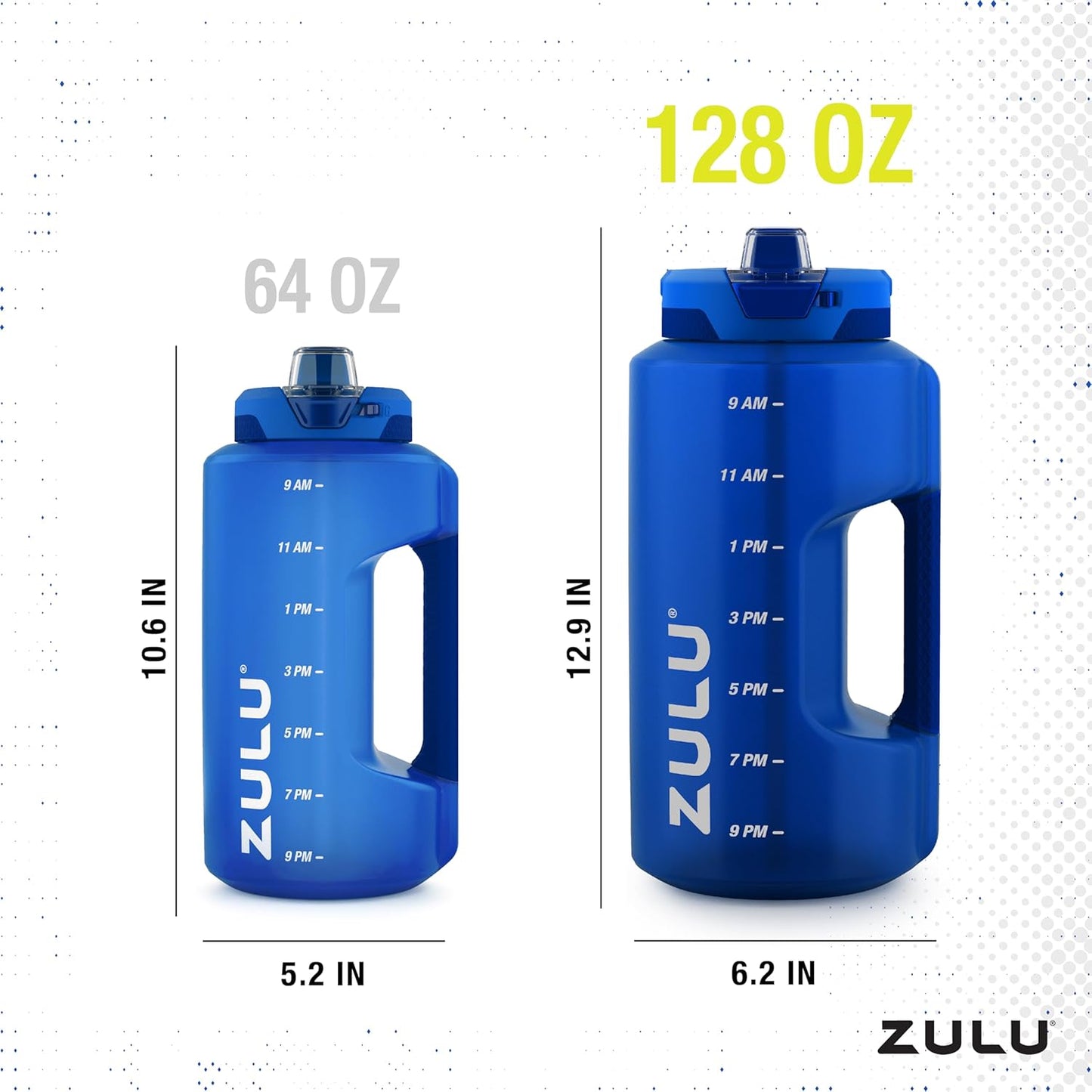 ZULU Goals 64oz Half Gallon Plastic Water Bottle with Straw and Time Marker | Large Reusable Jug with Handle and Leak Proof Lid for All Day Hydration, Gym and Outdoors, Gift Ready, Violet