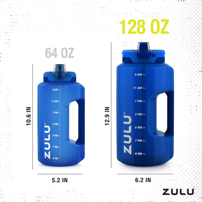 ZULU Goals 64oz Half Gallon Plastic Water Bottle with Straw and Time Marker | Large Reusable Jug with Handle and Leak Proof Lid for All Day Hydration, Gym and Outdoors, Gift Ready, Violet