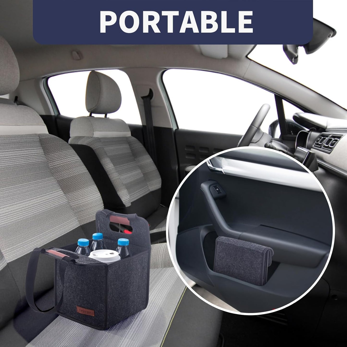 Foyego 4 Cup Drink Carrier with Handle, Reusable Insulated Drink Caddy Drink Holder for Car, Folding Portable Coffee Cup Holder Bag for Travel and Delivery