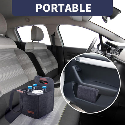 Foyego 4 Cup Drink Carrier with Handle, Reusable Insulated Drink Caddy Drink Holder for Car, Folding Portable Coffee Cup Holder Bag for Travel and Delivery