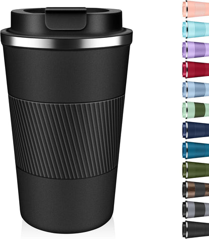 Insulated Coffee Tumbler 12 oz, Stainless Steel Coffee Mug with Lids, Travel Coffee Mug Leak Proof, Double Wall Vacuum Insulated Reusable Coffee Cup, Keep Drinks Hot and Cold (Sky Blue, 12 Ounces)