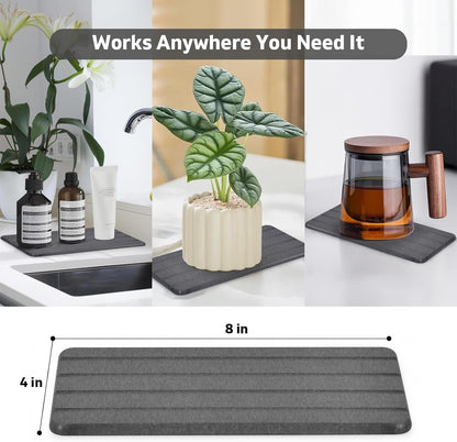 Large Stone Dish Drying Mat for Kitchen Counter – 24"(L)×16 "(W) Foldable Super Absorbent Diatomaceous Earth Dish Drying Mat, Kitchen Counter Mats for Plate Rack, Cups, Match Any Countertop - Gray