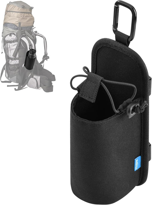 Xxerciz Water Bottle Holder for Backpack Shoulder Strap, Nylon Water Bottle Strap with Drawstring Carabiner, Portable Backpack Attachment Water Bottle Pouch for Hiking Walking Camping