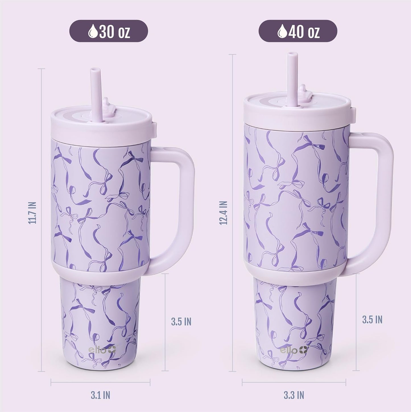 Ello Oasis 40 oz Tumbler with Handle & Retracting Straw | Reusable Insulated Stainless Steel Cup 100% Leakproof, Gifts for Teens Women Men | Keeps cold for 24 Hours, Cup Holder Friendly, Daisies