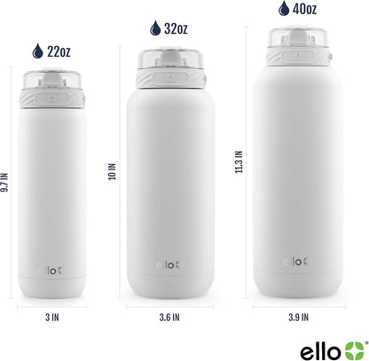 Ello Cooper 22oz Stainless Steel Water Bottle with Straw and Carry Handle, Double Walled and Vacuum Insulated Metal, Leak Proof Locking Lid with Soft Silicone Spout, Reusable, BPA Free, Lilac