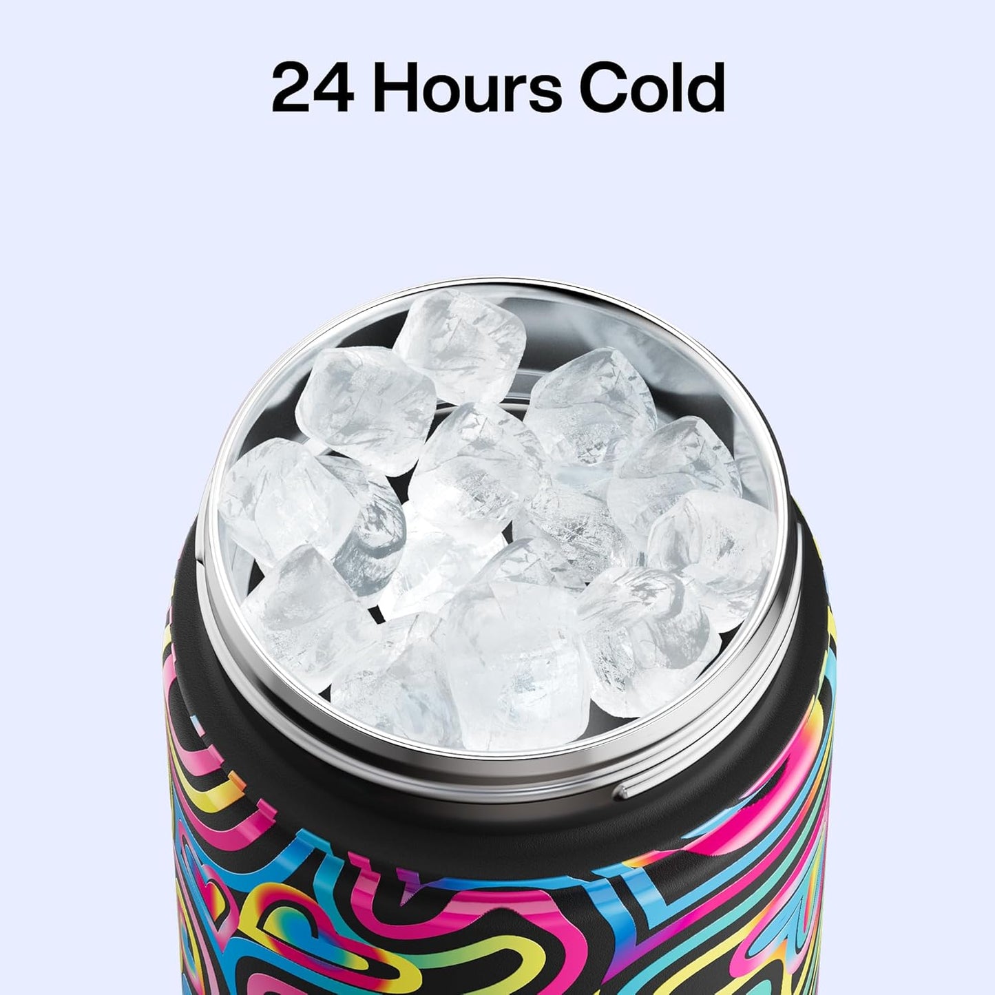 ENCOOL Insulated Water Bottle with Straw Stainless Steel Water Bottle, Leak-Proof, BPA-Free, Double Wall Vacuum Keeps Cold for 24 Hours for Sports, Travel, School (26 oz, Cotton Candy) - Colors D