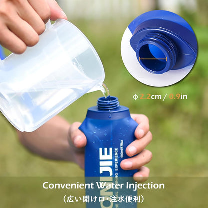 TRIWONDER Handheld Water Bottle for Running, Quick Grip Chill 17 oz Handheld Soft Water Bottle with Hand Strap Hydration Pack, BPA Sport Soft Flask (Blue)