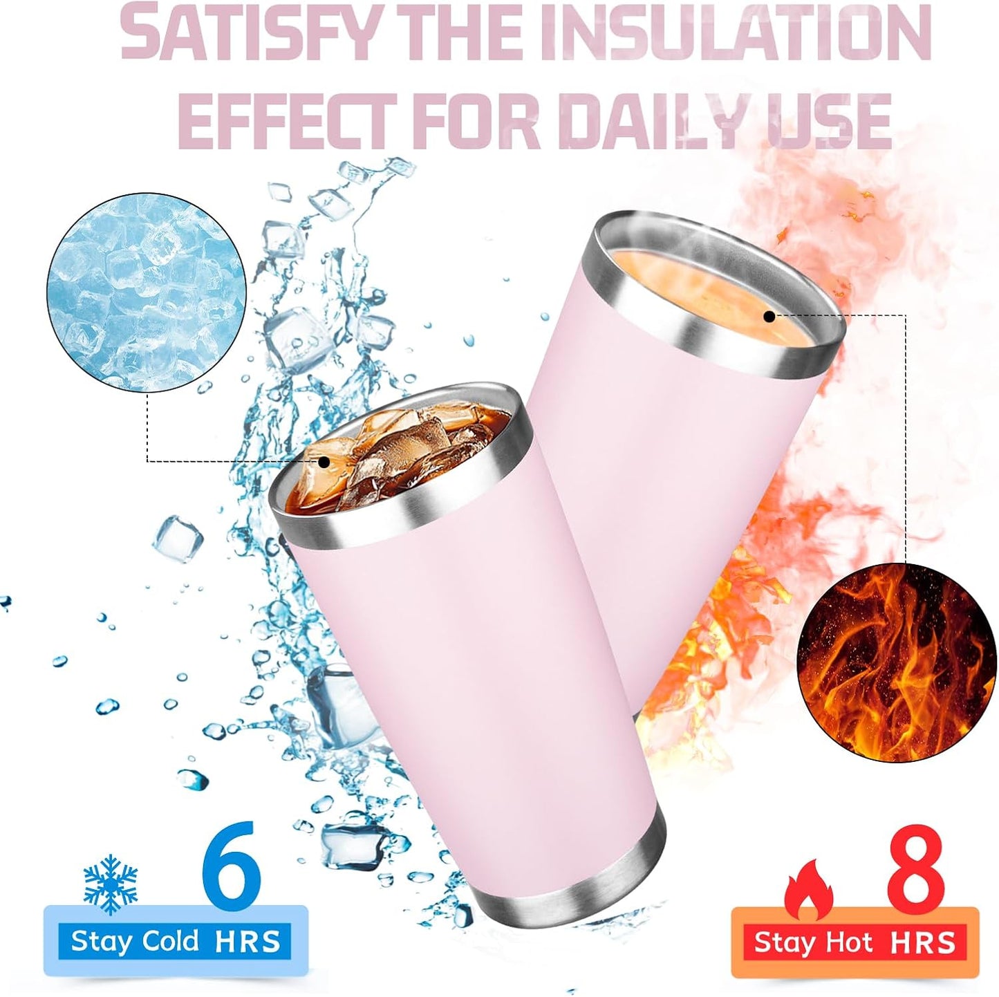 20oz Tumbler with Lid Double Wall Vacuum Insulated Travel Coffee Mug Stainless Steel Thermal Cup Powder Coated Sturdy Coffee Tumbler for Hot and Cold Beverage (Baby blue,1)