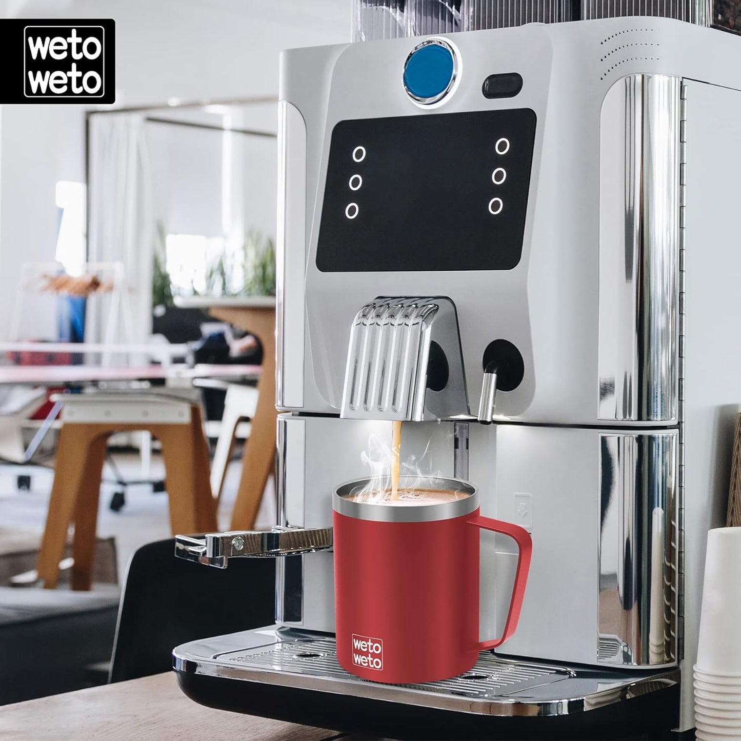 WETOWETO 14 oz Coffee Mug, Vacuum Insulated Camping Mug with Lid, Double Wall Stainless Steel Travel Tumbler Cup, Thermal Coffee Mug, Powder Coated Navy Blue