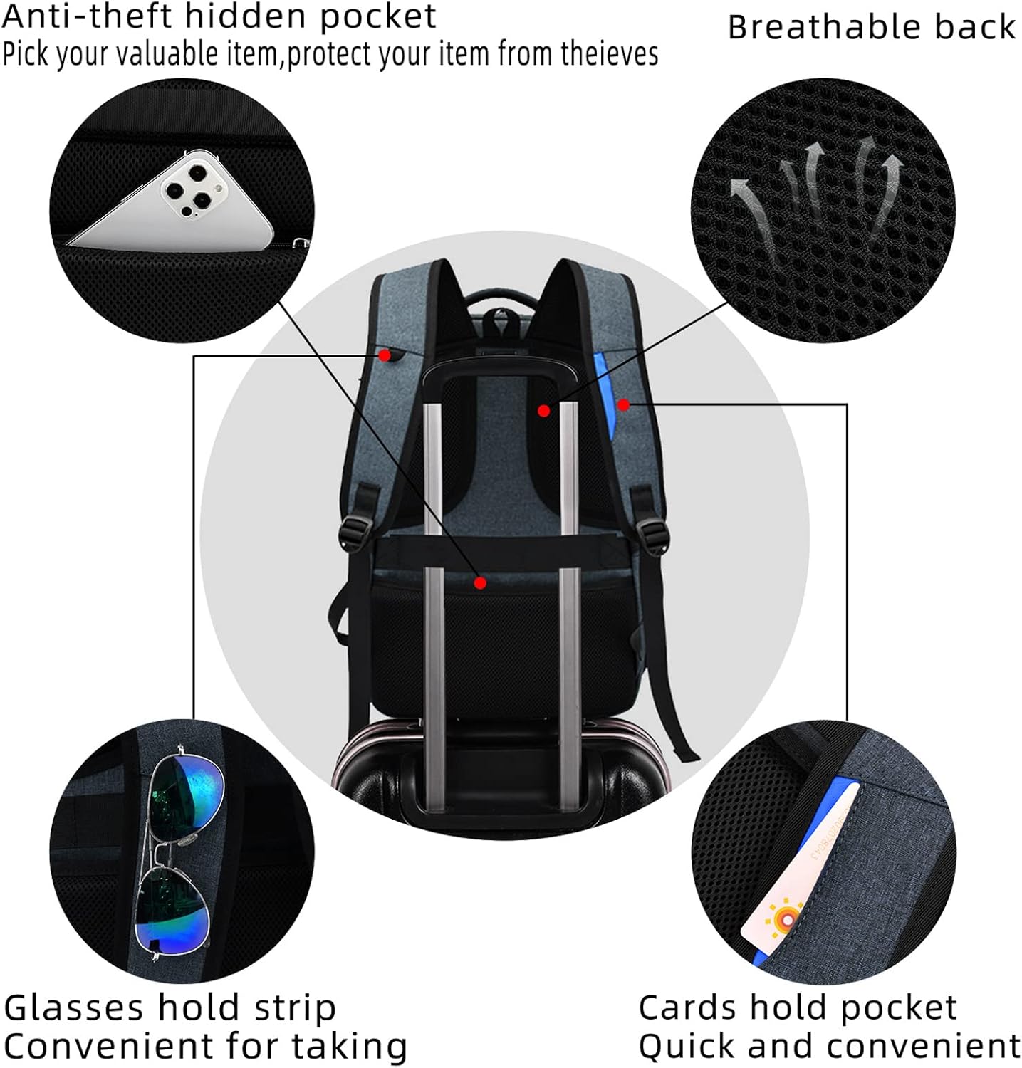 DUSLANG 17 Inch Laptop Backpack for Travel Water Resistant College Backpack for Men/Women Laptop Bag with USB Charging Port,Black - Colors B