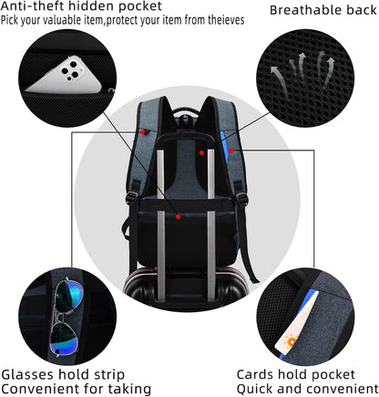 DUSLANG 17 Inch Laptop Backpack for Travel Water Resistant College Backpack for Men/Women Laptop Bag with USB Charging Port,Black - Colors B