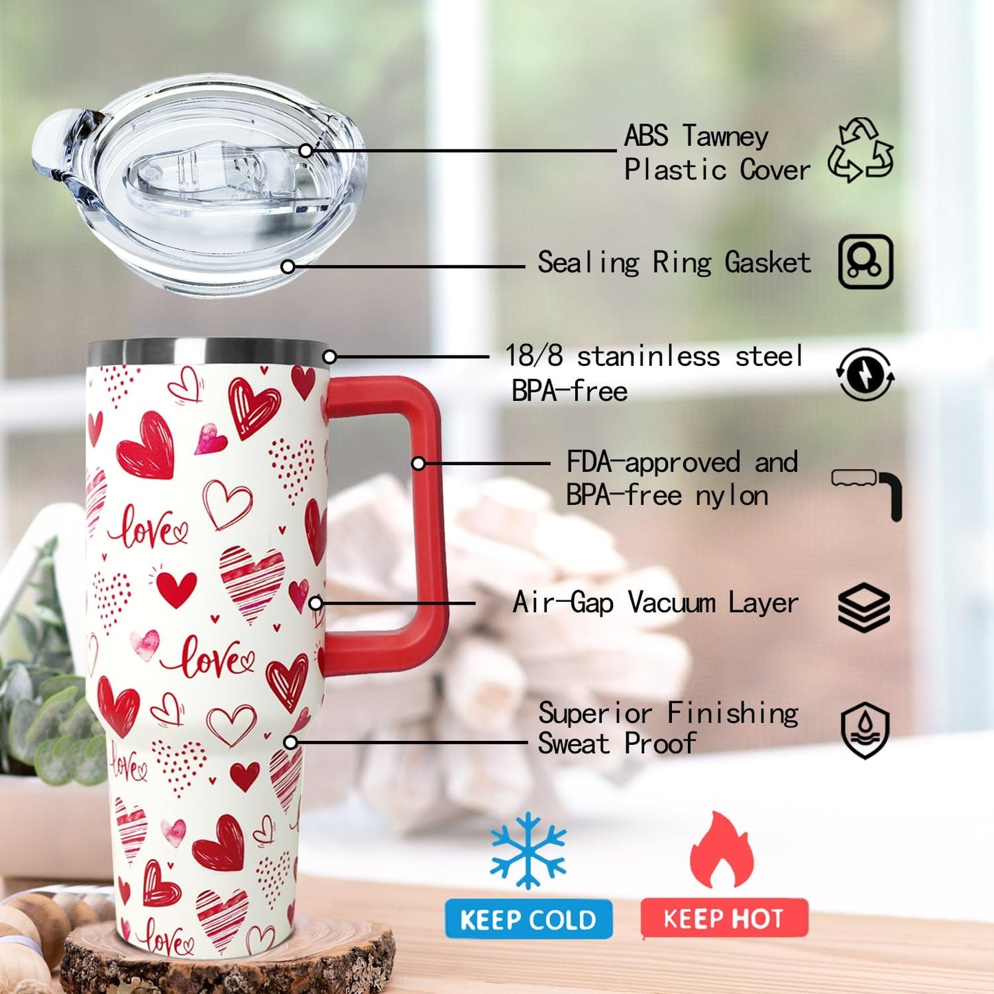 Ceovfoi 40 oz Pickleball Coffee Mug Vacuum Insulated Travel Tumbler with Handle, Lid & Straw - Perfect Pickleball Gifts for Players, Coaches, Lovers | Pickleball Accessories