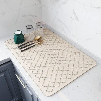 AMOAMI-Dish Drying Mats for Kitchen Counter-Silicone Dish Drying Mat-Kitchen Dish Drying Pad Heat Resistant Mat-Kitchen Gadgets Kitchen Accessories Kitchen Small Appliances(12" x 16", BLACK)