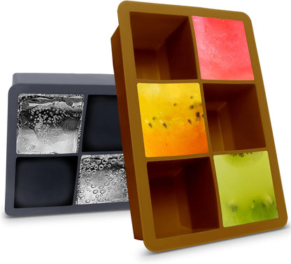 Excnorm Silicone Ice Cube Trays 3 Pack - Large Size Silicone Ice Cube Molds with Leak Proof Removable Lid Square Ice Cube Tray And BPA Free for Cocktail,Whiskey, Stackable Flexible Ice