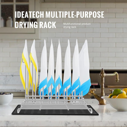 IDEATECH Reusable Bag Rack with Cup Drying Mat,Plastic Bag Dryer Rack Dish Drying,Collapsible Kitchen Counter Storage Organizer Sponge Holder,Dryer Rack for Silicone Storage Bag,Kitchen Must Have