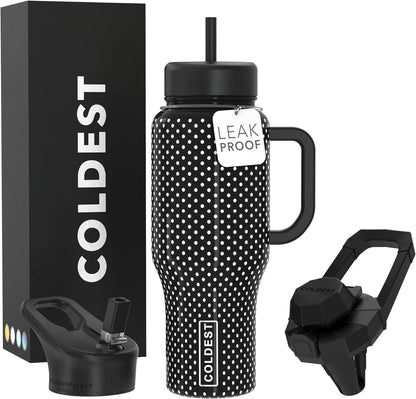 Coldest Tumbler with Handle and Straw - 100% Spill Proof Tumbler with Straw (3 Lids) - Stainless Steel Insulated Leakproof Tumblers for Women & Men - Cup Holder Friendly - 46 oz (Purple Nova) - Colors B