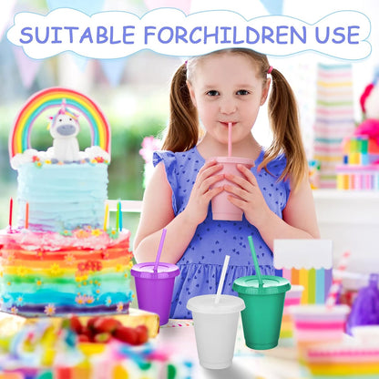 Sieral 30 Pack Cups with Lids and Straws Kids Tumbler with Straw Reusable Water Bottle Iced Coffee Travel Mug Adults Plastic Cups for Parties 16 oz (Candy Colors)