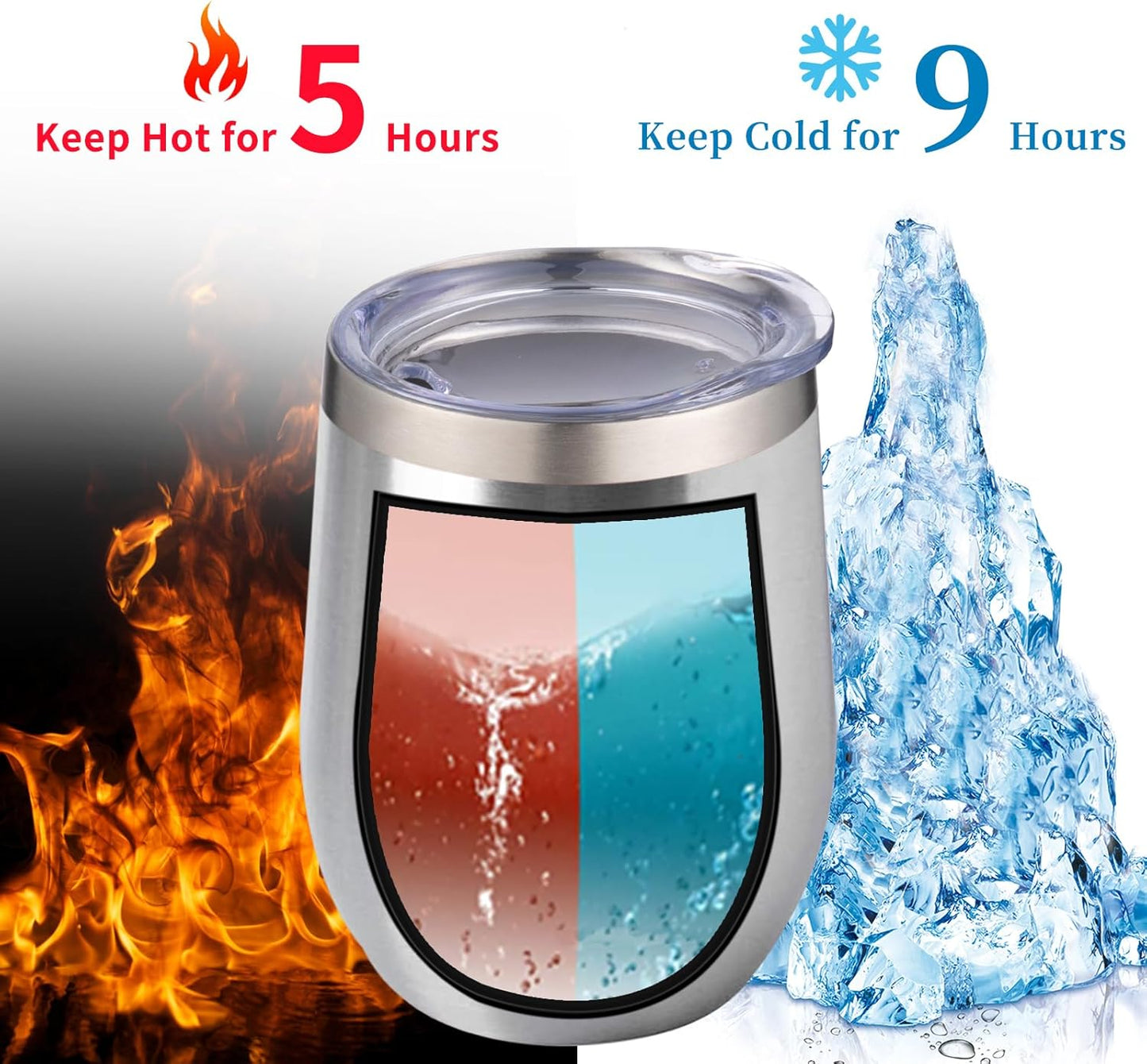 12oz/4 Pack Wine Tumbler Glasses with Lid Stemless Double Wall Vacuum Stainless Steel Travel Tumbler Keeping Cold & Hot for Wine,Coffee,Cocktails,Drinks-Family and Gifts (Multi color-dark)